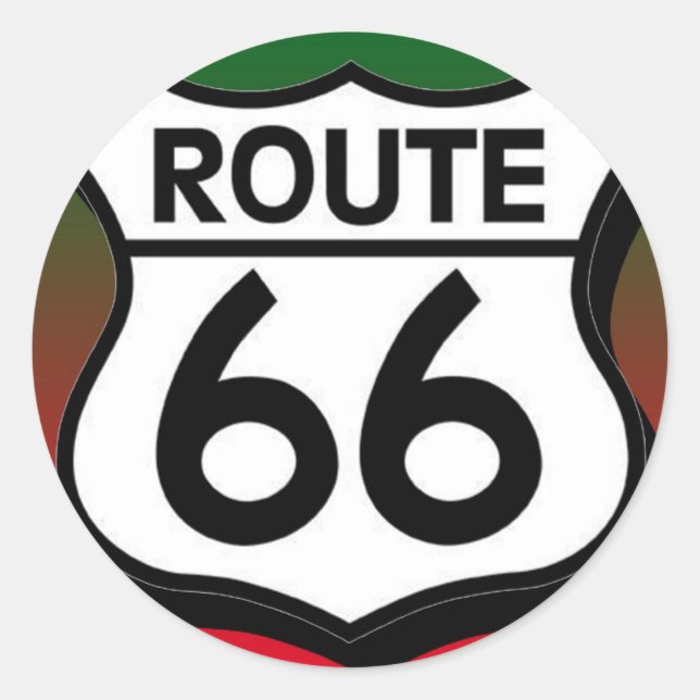 Christmas Route 66 Shield Classic Round Sticker (Front)