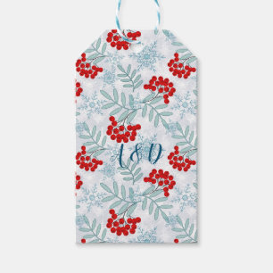 Christmas, Rowan, red, white, snowflakes Gift Tags