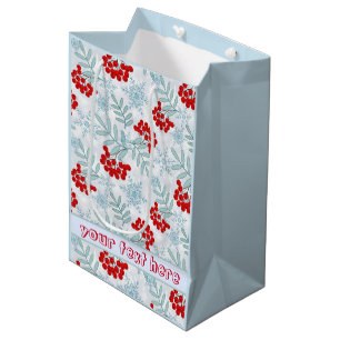Christmas, Rowan, red, white, snowflakes Medium Gift Bag