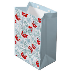 Christmas, Rowan, red, white, snowflakes Medium Gift Bag
