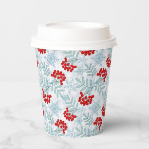 Christmas, Rowan, red, white, snowflakes Paper Cups