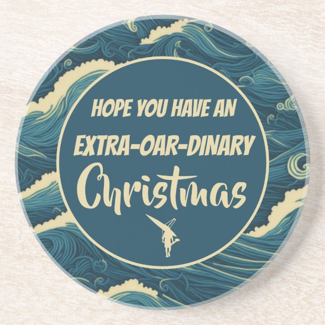 Christmas rowing funny  coaster (Front)