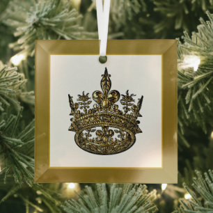 Christmas Royal King's Crown  Glass Ornament