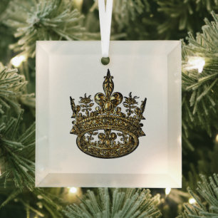 Christmas Royal King's Crown  Glass Ornament