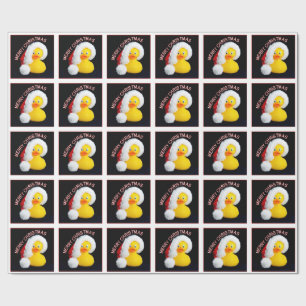 Christmas Rubber Ducky Santa Hat Wrapping Paper