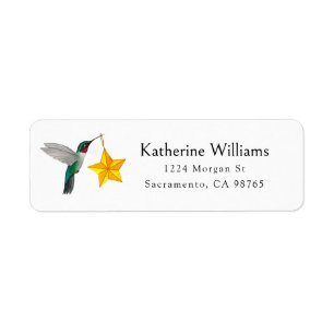 Christmas Ruby-throated Hummingbird Label Return Address Label
