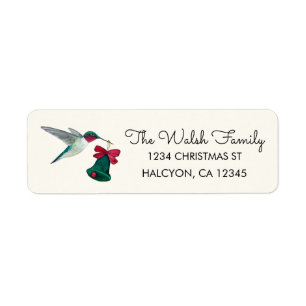 Christmas Ruby-throated Hummingbird Return Address Label