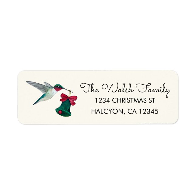 Christmas Ruby-throated Hummingbird Return Address Return Address Label (Front)