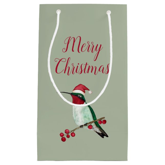 Christmas Ruby-throated Hummingbird Small Gift Bag (Front)