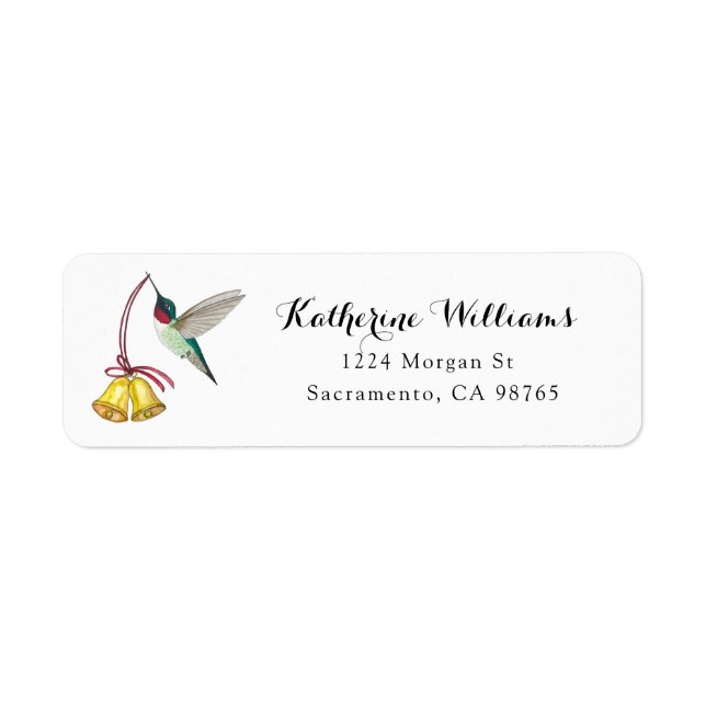 Christmas Ruby-throated Return Address Label (Front)