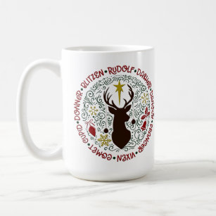 Christmas Rudolf Reindeer Names  Coffee Mug