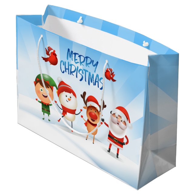 Christmas Rudolf The Reindeer and Friends    Large Gift Bag (Back Angled)