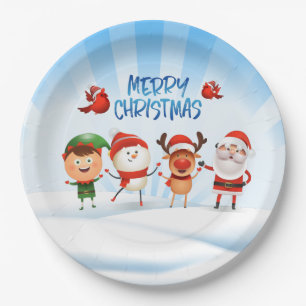Christmas Rudolf The Reindeer and Friends  Paper Plate
