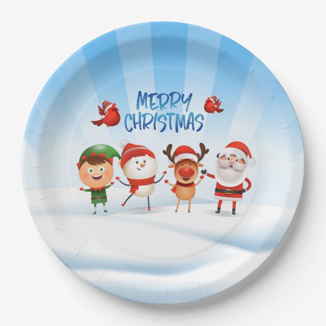 Christmas Rudolf The Reindeer and Friends    Paper Plate (Front)
