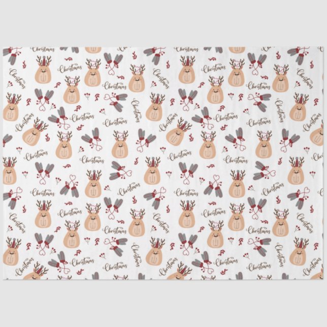 Christmas Rudolph and Mittens  Tissue Paper (Front)