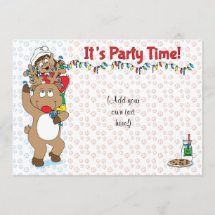 Christmas Rudolph Elf of Colour Invitation