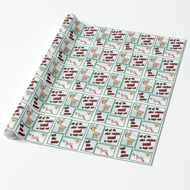 Christmas Rudolph Reindeer Names Wrapping Paper (Unrolled)