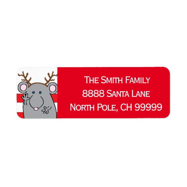 Christmas Rudolph Reindeer Return Address Label (Front)