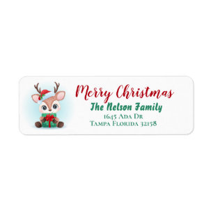 Christmas Rudolph Return Address Label