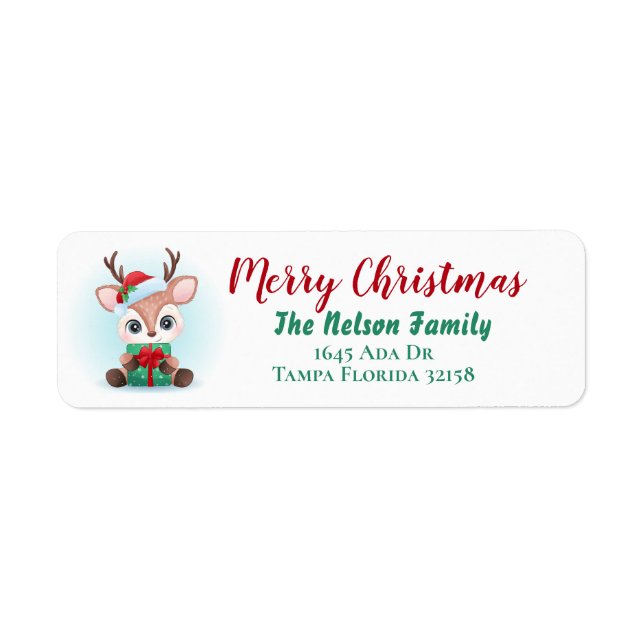 Christmas Rudolph Return Address Label (Front)