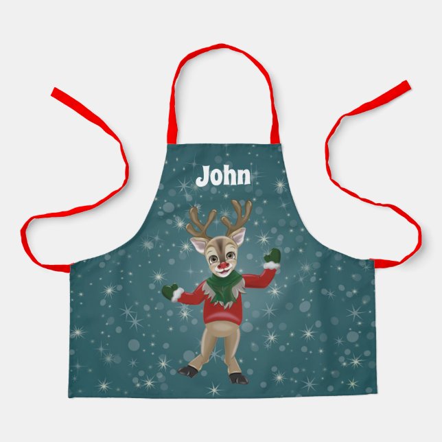 Christmas Rudolph the Red-Nosed Reindeer Kids Apron (Front)