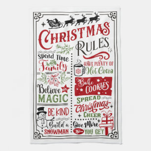 Christmas Rules Holiday Tea Towel