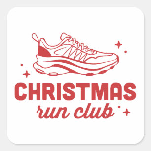 Christmas run club running friends family matching square sticker