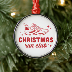 Christmas run club running vintage retro aesthetic metal ornament