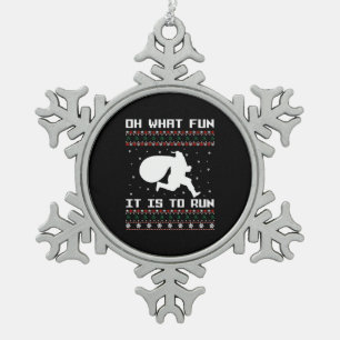 Christmas Run Oh What Fun It Is To Run Snowflake Pewter Christmas Ornament