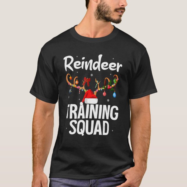 Christmas Running  Reindeer Training Squad Team Fa T-Shirt (Front)