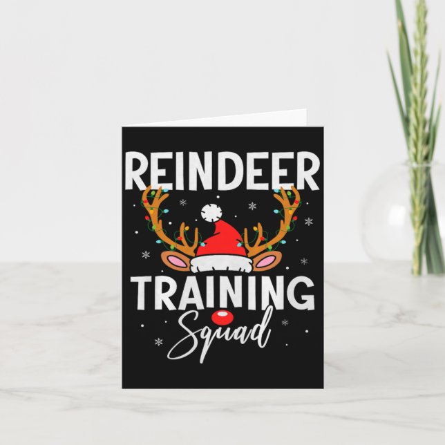 Christmas Running Team Funny Reindeer Training Squ Card (Front)