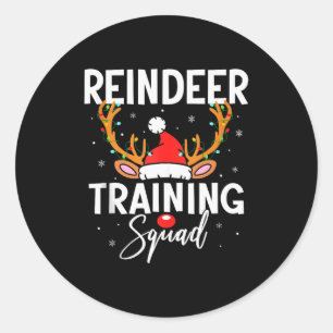 Christmas Running Team Funny Reindeer Training Squ Classic Round Sticker