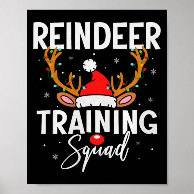Christmas Running Team Funny Reindeer Training Squ Poster (Front)