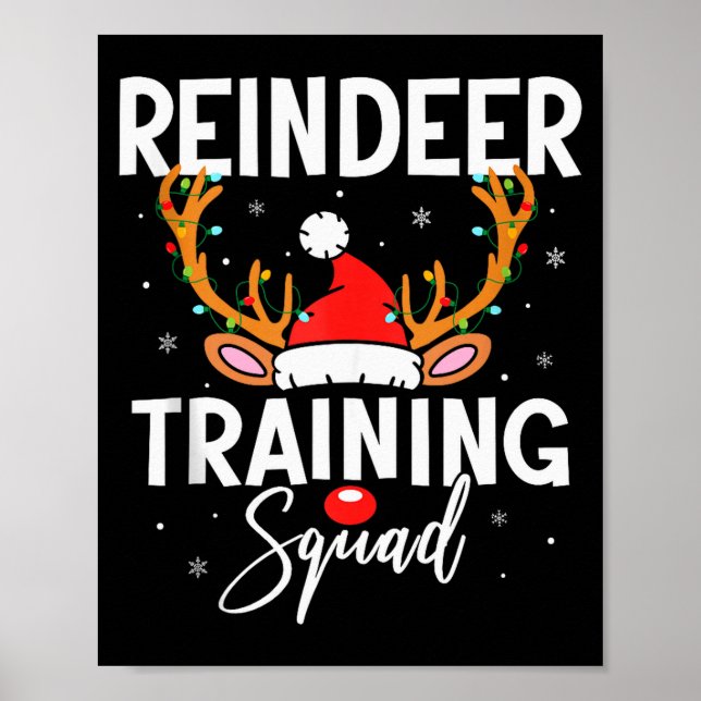 Christmas Running Team Funny Reindeer Training Squ Poster (Front)