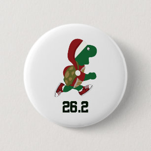 Christmas Running Turtle 26.2 6 Cm Round Badge