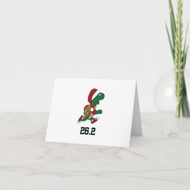 Christmas Running Turtle 26.2 Holiday Card (Front)