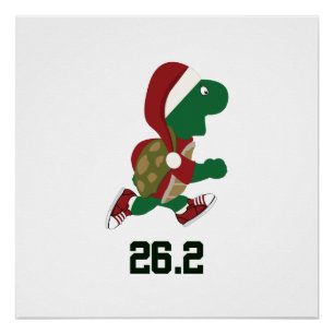 Christmas Running Turtle 26.2 Poster