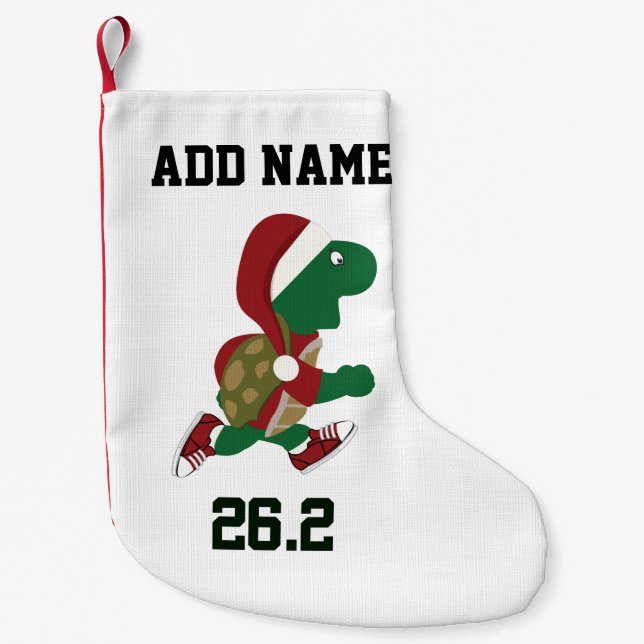 Christmas Running Turtle 26.2 Small Christmas Stocking (Front)