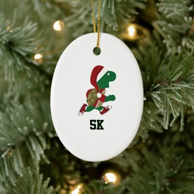 Christmas Running Turtle 5K Ceramic Ornament (Tree)