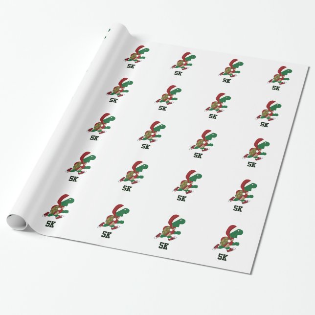 Christmas Running Turtle 5K Wrapping Paper (Unrolled)