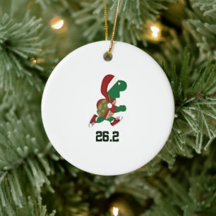 Christmas Running Turtle Marathon Ceramic Ornament
