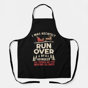 Christmas Runover By Reindeer Funny Xmas Apron