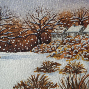 Christmas rural cottages snow scene painting jigsaw puzzle