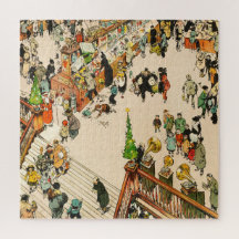 Christmas rush for toys, funny cartoon, Tony Sarg