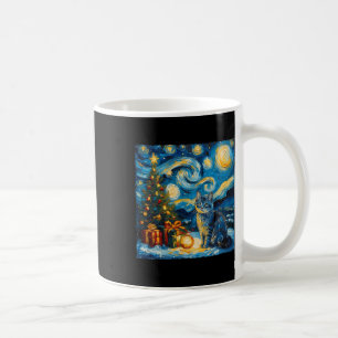 Christmas Russian Blue Cat Art Van Gogh's The Star Coffee Mug