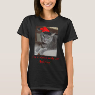 Christmas Russian Blue Cat T-Shirt