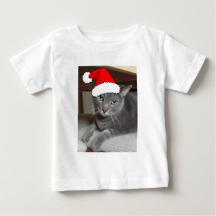 Christmas Russian Blue Grey Cat Baby T-Shirt