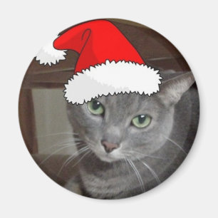 Christmas Russian Blue Grey Cat Magnet