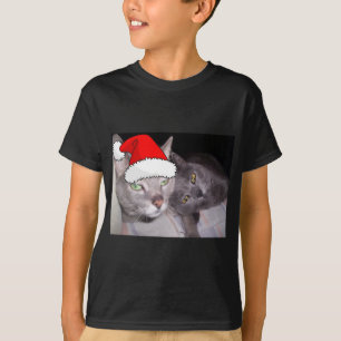 Christmas Russian Blue Grey Cats T-Shirt