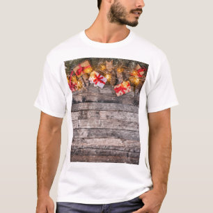 Christmas rustic background, wooden planks. T-Shirt